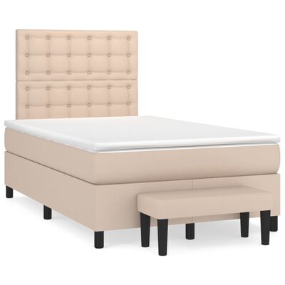 vidaXL Κρεβάτι Boxspring με Στρώμα Καπουτσίνο 120x200εκ.από Συνθ.Δέρμα