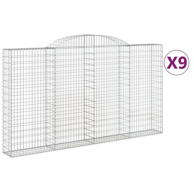 vidaXL Συρματοκιβώτια Τοξωτά 9 τεμ. 300x30x160/180 εκ. Γαλβαν. Ατσάλι