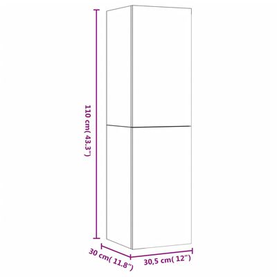 vidaXL Έπιπλο Τηλεόρασης Λευκό 30,5 x 30 x 110 εκ. από Επεξ. Ξύλο