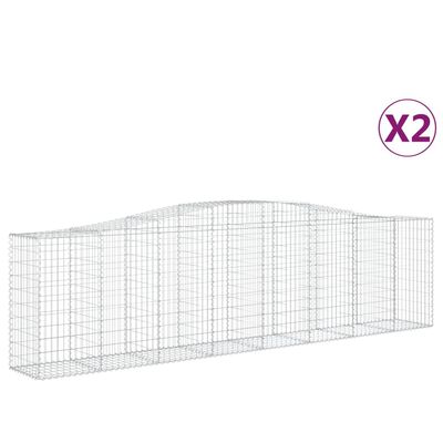 vidaXL Συρματοκιβώτια Τοξωτά 2 τεμ. 400x50x100/120 εκ. Γαλβαν. Ατσάλι