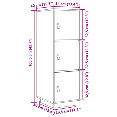 vidaXL Ντουλάπι Ψηλό Καφέ Μέλι 34x40x108,5 εκ. από Μασίφ Ξύλο Πεύκου