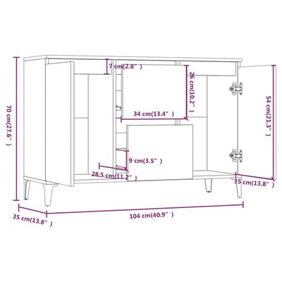 vidaXL Μπουφές Γκρι Sonoma 104 x 35 x 70 εκ. από Επεξεργασμένο Ξύλο