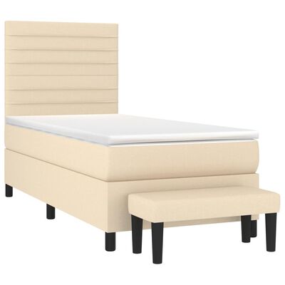 vidaXL Κρεβάτι Boxspring με Στρώμα Κρεμ 90x190 εκ.Υφασμάτινο