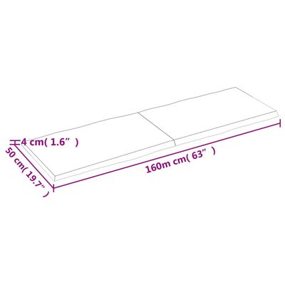 vidaXL Επιφ Τραπεζιού Αν Καφέ 160x50x(2-4)εκ.Ακατέργ. Μασίφ Ξύλο Δρυός