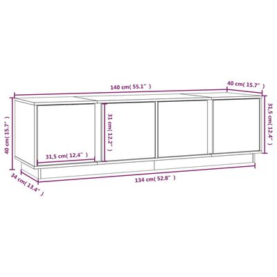 vidaXL Έπιπλο Τηλεόρασης Μαύρο 140 x 40 x 40 εκ. από Μασίφ Ξύλο Πεύκου