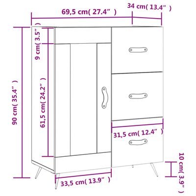 vidaXL Ντουλάπι Sonoma Δρυς 69,5 x 34 x 90 εκ. από Επεξεργασμένο Ξύλο