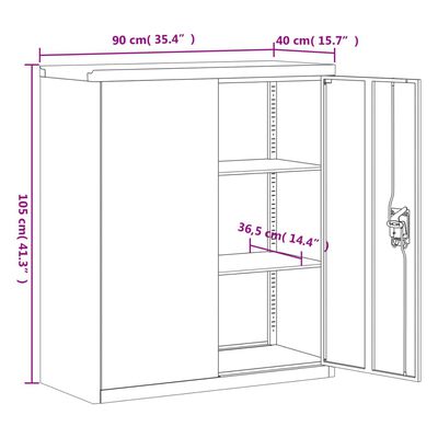 vidaXL Αρχειοθήκη Λευκή 90 x 40 x 145 εκ. από Ατσάλι