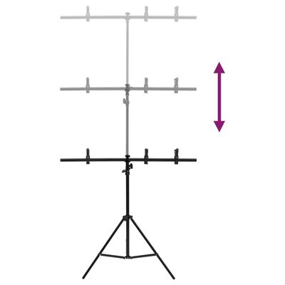 vidaXL Βάση Φόντου σε Σχήμα Τ Μαύρη 91 x 60 x (70-200) εκ.