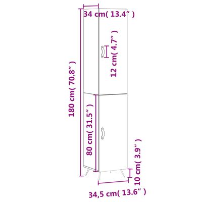 vidaXL Ντουλάπι Γκρι Σκυροδέματος 34,5x34x180 εκ. Επεξεργασμένο Ξύλο