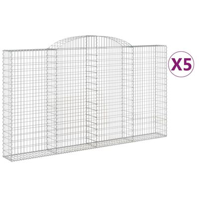 vidaXL Συρματοκιβώτια Τοξωτά 5 τεμ. 300x30x160/180 εκ. Γαλβαν. Ατσάλι