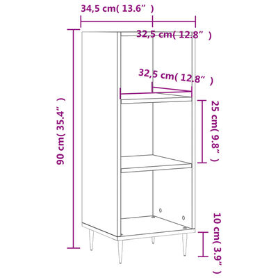 vidaXL Ντουλάπι Λευκό 34,5x32,5x90 εκ. Επεξεργασμένο Ξύλο