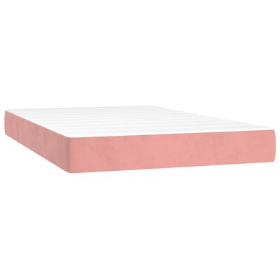 vidaXL Κρεβάτι Boxspring με Στρώμα & LED Ροζ 120x200 εκ. Βελούδινο