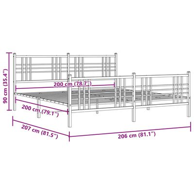 vidaXL Πλαίσιο Κρεβατιού με Κεφαλάρι&Ποδαρικό Λευκό 200x200εκ. Μέταλλο