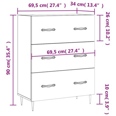 vidaXL Ντουλάπι Καπνιστή Δρυς 69,5 x 34 x 90 εκ. Επεξεργασμένο Ξύλο