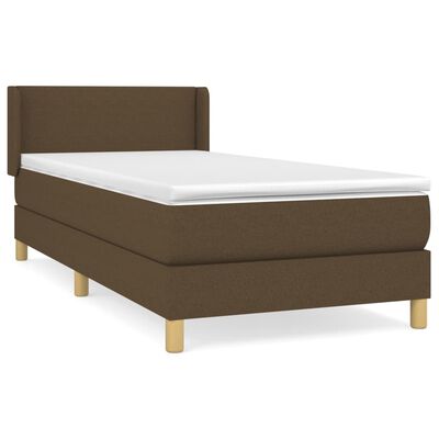 vidaXL Κρεβάτι Boxspring με Στρώμα Σκούρο Καφέ 100x200 εκ. Υφασμάτινο