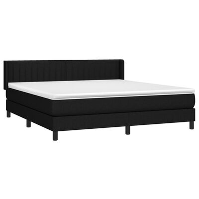 vidaXL Κρεβάτι Boxspring με Στρώμα Μαύρο 180x200 εκ. Υφασμάτινο