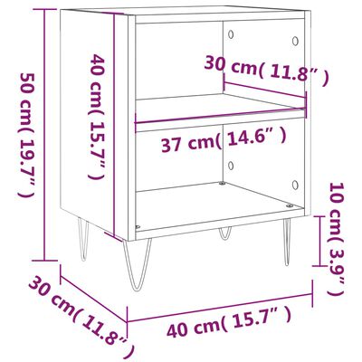 vidaXL Κομοδίνα 2 τεμ. Γκρι Σκυρ. 40x30x50 εκ. από Επεξεργασμένο Ξύλο