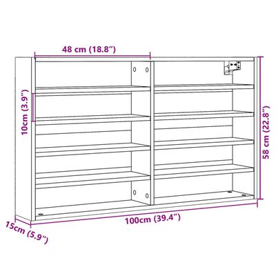 vidaXL Βιτρίνα Γκρι Σκυροδέματος 100x15x58 εκ. από Μοριοσανίδα