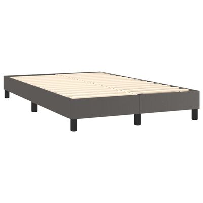 vidaXL Κρεβάτι Boxspring με Στρώμα & LED Γκρι 120x200 εκ. Συνθ. Δέρμα