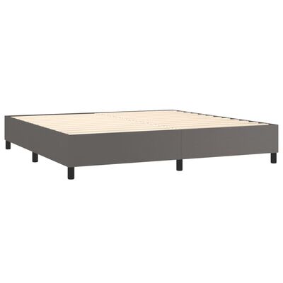 vidaXL Κρεβάτι Boxspring με Στρώμα & LED Γκρι 200x200 εκ. Συνθ. Δέρμα