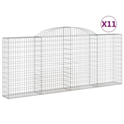 vidaXL Συρματοκιβώτια Τοξωτά 11 τεμ. 300x30x120/140 εκ. Γαλβαν. Ατσάλι