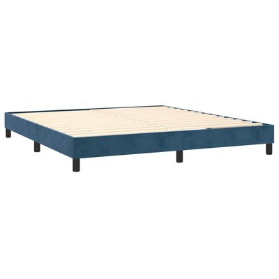 vidaXL Κρεβάτι Boxspring με Στρώμα & LED Σκ. Μπλε 160x200εκ. Βελούδινο