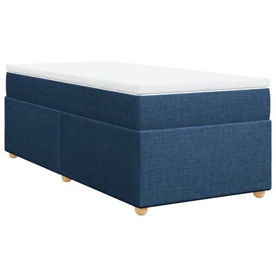 vidaXL Κρεβάτι Boxspring με Στρώμα Μπλε 90x200 εκ.Υφασμάτινο