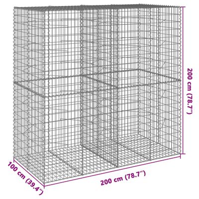 vidaXL Συρματοκιβώτιο με Κάλυμμα 200x100x200εκ από Γαλβανισμένο Χάλυβα