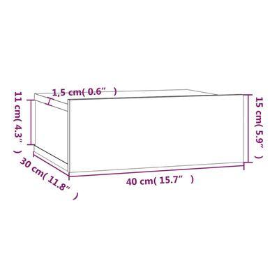 vidaXL Κομοδίνα Κρεμαστά 2 τεμ. Γκρι Sonoma 40x30x15εκ. Επεξεργ. Ξύλο