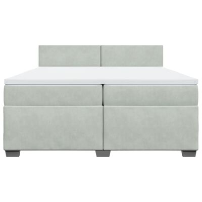 vidaXL Κρεβάτι Boxspring με Στρώμα Ανοιχτό Γκρι 200x200 εκ. Βελούδινο