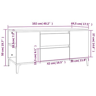 vidaXL Έπιπλο Τηλεόρασης Μαύρο 102x44,5x50 εκ. Επεξεργασμένο Ξύλο