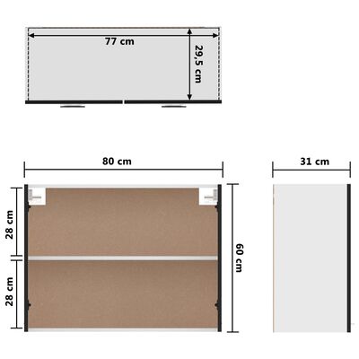 vidaXL Ντουλάπι Κρεμαστό Μαύρο 80 x 31 x 60 εκ. από Επεξ. Ξύλο