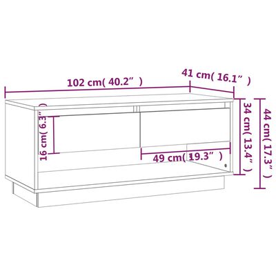 vidaXL Έπιπλο Τηλεόρασης Καπνιστή Δρυς 102x41x44 εκ. Επεξ. Ξύλο