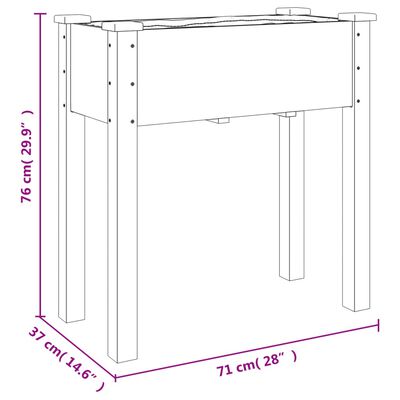 vidaXL Γλάστρα με Ρόδες & Επένδυση Καφέ 71x37x80 εκ. Μασίφ Ξύλο Ελάτης