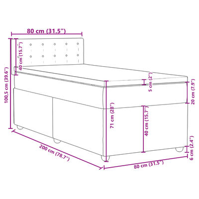 vidaXL Κρεβάτι Boxspring με Στρώμα Μπλε 80x200 εκ. Υφασμάτινο