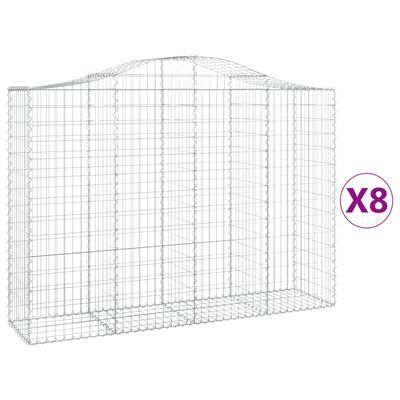 vidaXL Συρματοκιβώτια Τοξωτά 8 τεμ. 200x50x140/160 εκ. Γαλβαν. Ατσάλι