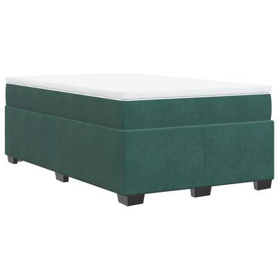 vidaXL Κρεβάτι Boxspring με Στρώμα Σκούρο Πράσινο 120x190εκ. Βελούδινο