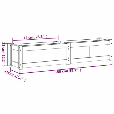 vidaXL Ζαρντινιέρα Λευκή 150 x 31 x 31 εκ. από Μασίφ Ξύλο Πεύκου