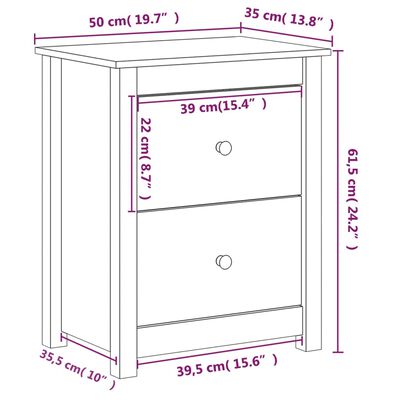 vidaXL Κομοδίνο 50 x 35 x 61,5 εκ. από Μασίφ Ξύλο Πεύκου