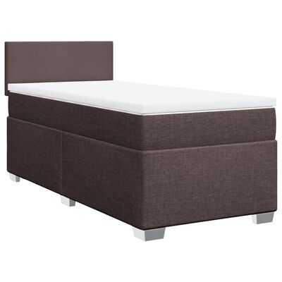 vidaXL Κρεβάτι Boxspring με Στρώμα Σκούρο Καφέ 100x200 εκ. Υφασμάτινο