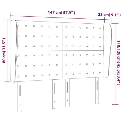 vidaXL Κεφαλάρι με Πτερύγια Σκούρο Γκρι 147x23x118/128 εκ. Υφασμάτινο