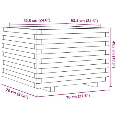 vidaXL Ζαρντινιέρα Καφέ Κεριού 70x70x49,5 εκ. από Μασίφ Ξύλο Πεύκου