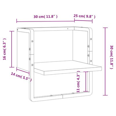 vidaXL Ράφι Τοίχου με Μπάρα Καφέ Δρυς 30 x 25 x 30 εκ.