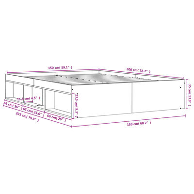 vidaXL Πλαίσιο Κρεβατιού Sonoma Δρυς 150 x 200 εκ. King Size