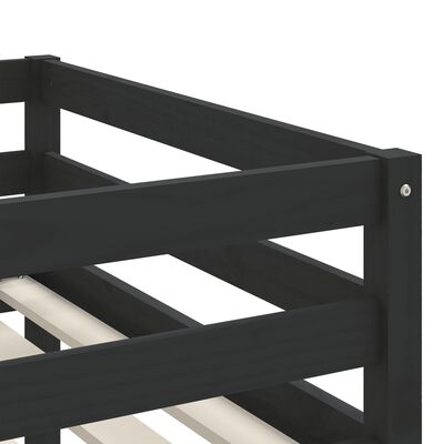 vidaXL Υπερυψ. Κρεβάτι με Σκάλα Μαύρο 90 x 190 εκ. Μασίφ Ξύλο Πεύκου