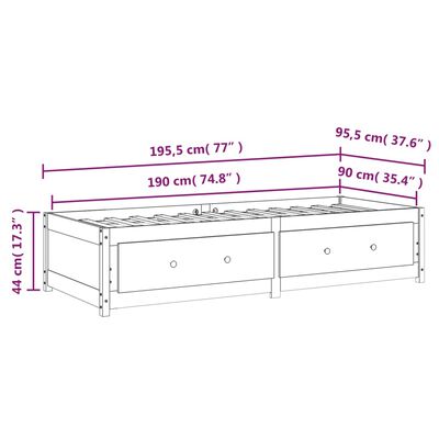 vidaXL Καναπές Κρεβάτι Λευκός 90x190εκ.από Μασίφ Ξύλο Πεύκου Single