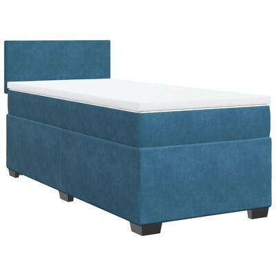 vidaXL Κρεβάτι Boxspring με Στρώμα Μπλε 80 x 200 εκ. Βελούδινο