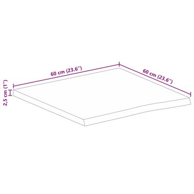 vidaXL Επιφάνεια Τραπεζιού 60x60x2,5 εκ. Live Edge Μασίφ Ξύλο Μάνγκο