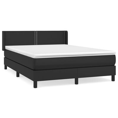 vidaXL Κρεβάτι Boxspring με Στρώμα Μαύρο 140x200εκ.από Συνθετικό Δέρμα