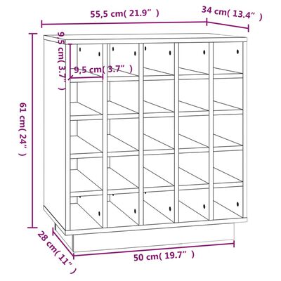 vidaXL Κάβα Κρασιών Γκρι 55,5 x 34 x 61 εκ. από Μασίφ Ξύλο Πεύκου